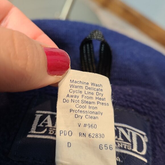 VINTAGE Lands End Jacket Mens Large Unisex Blue 1/4 Zip Pullover Hooded 90s - Picture 10 of 10
